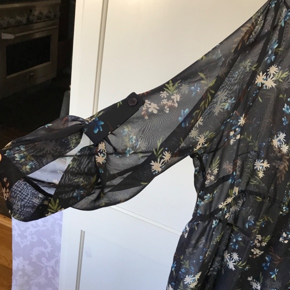 MAUVE Floral Tunic Babydoll Semi Sheer Blouse High Low Hem Women’s Plus Size 2X - Picture 7 of 16